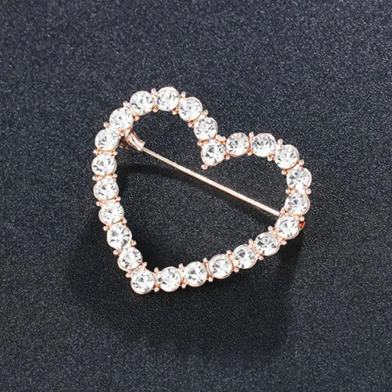 Crystal Heart Brooch Pin